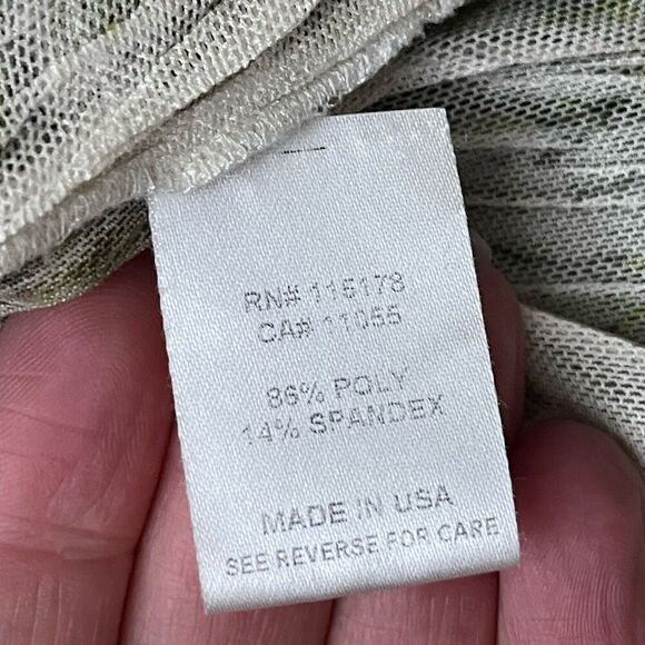 KOMAROV Crinkle Mesh Long Sleeve Shirt Medium Beige Green Retro Blouse Career - Picture 5 of 9